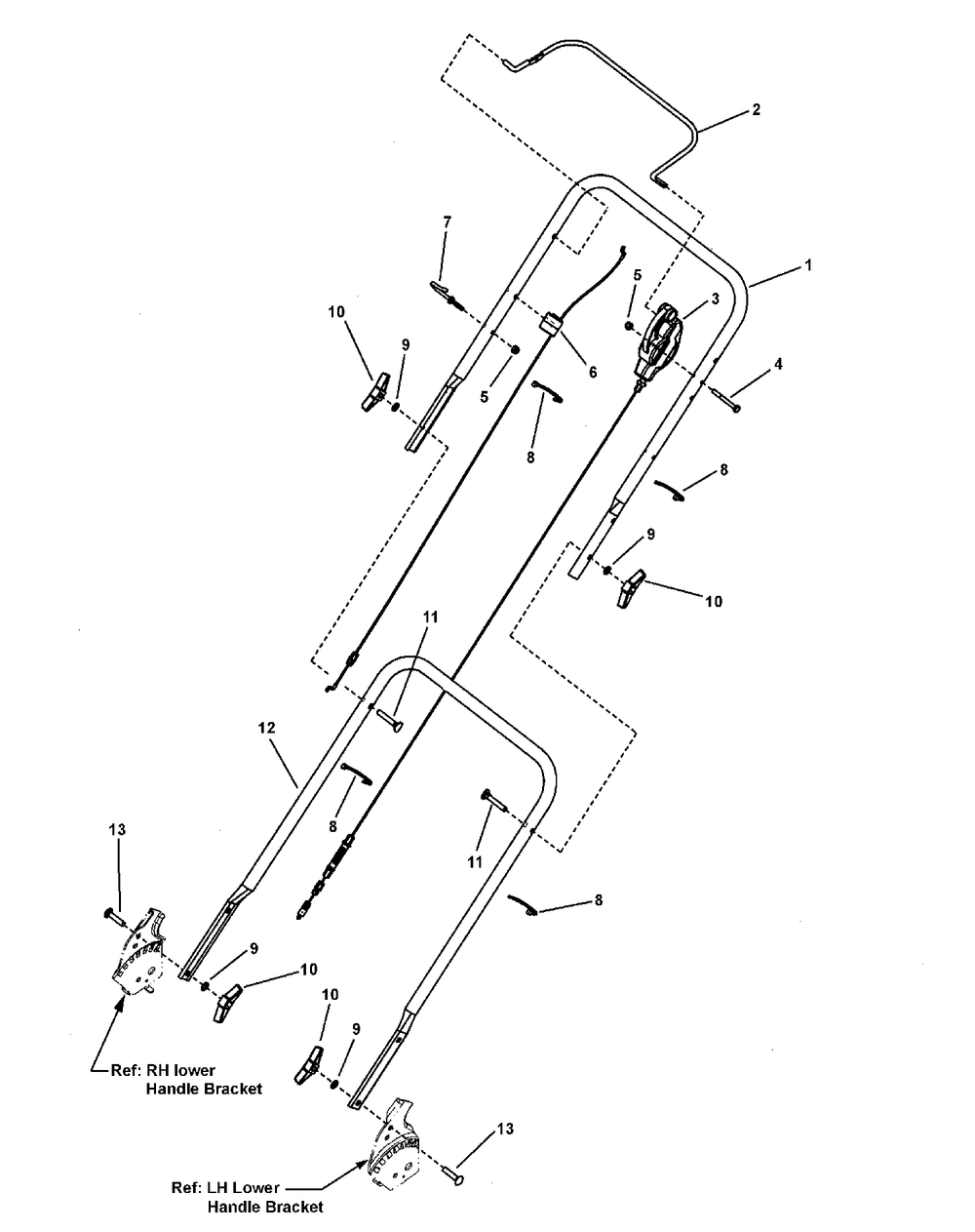 Handles And Controls Diagram and Parts List for 7800661-BTPD22625 2010 Briggs and Stratton Lawn Mower